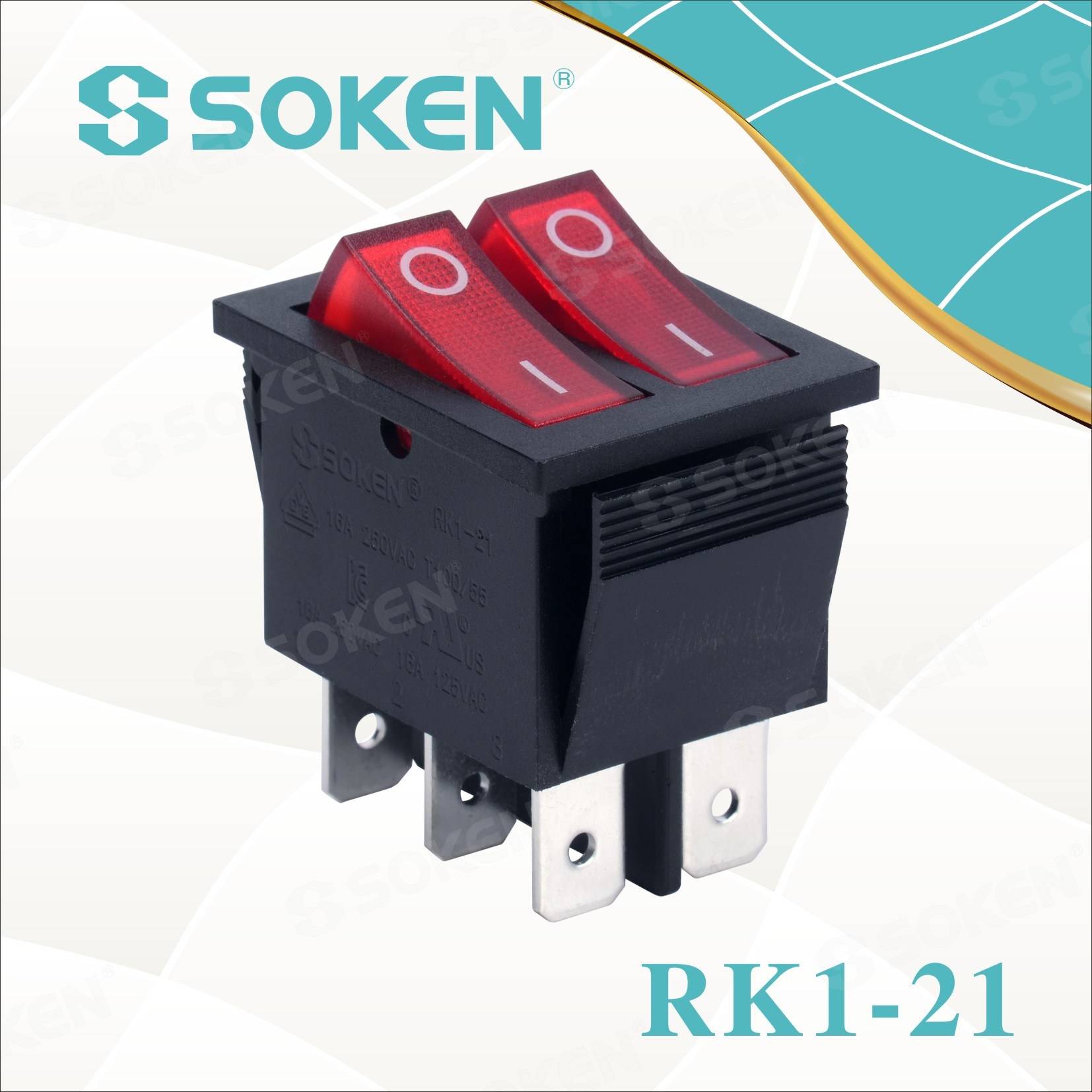 Hot-selling Micro Push Button Switch -
 Soken Rk1-21 on off Illuminated Double Rocker Switch – Master Soken Electrical