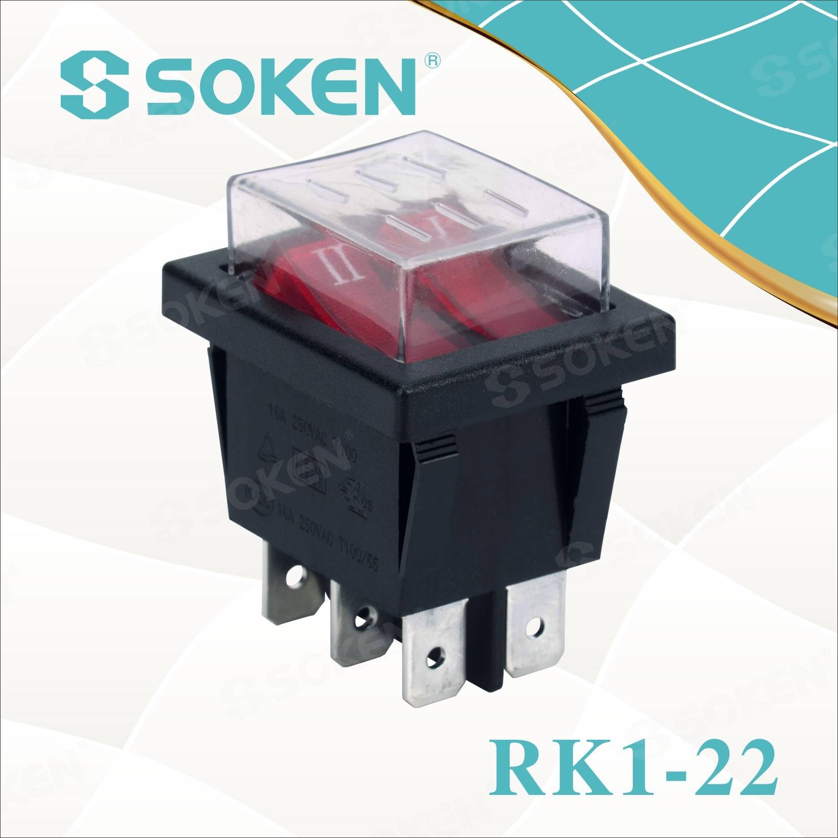 Supply OEM/ODM Automotive Push Button Switches - Soken Rk1-22 1X1X2n on off Waterproof Illuminated Double Rocker Switch – Master Soken Electrical