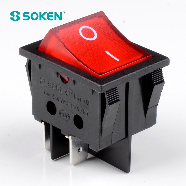 Lighted on off Rocker Switch 4 Pins
