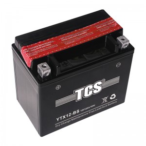 Akumulator motornega kolesa s suho polnjenjem AGM TCS YTX12-BS brez vzdrževanja