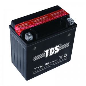 Motorcycle battery dry charged MF TCS YTX14L-BS