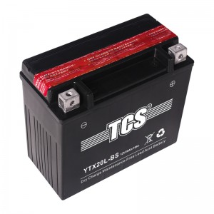 Motorcycle battery dry charged maintenance free TCS YTX20L-BS