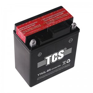 Motorcycle battery dry charged maintenance free TCS YTX3L-BS