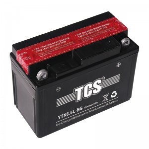 Batería de moto cargada en seco sin mantenimiento TCS YTX6.5L-BS