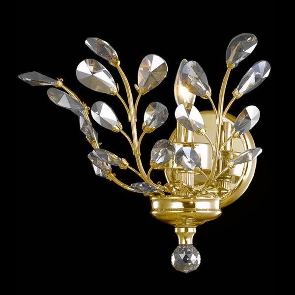 Wholesale China Silk Cocoon Chandelier Factories Pricelist –  Golden Crystal leaves wall sconce lighting  G2091 – Langsheng detail pictures
