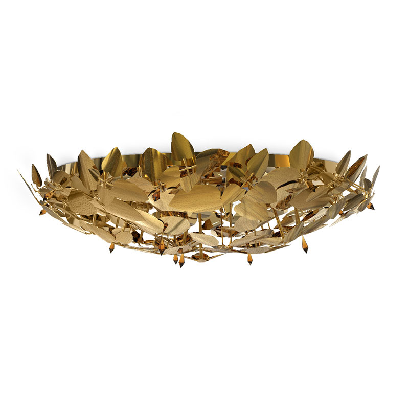 Wholesale China Chandelier Light Factory Quotes –  Flush Mounts SPWS-F003 Combining the most luxurious design with exquisite handmade materials, this gold plated, hammered brass and amber Sw...