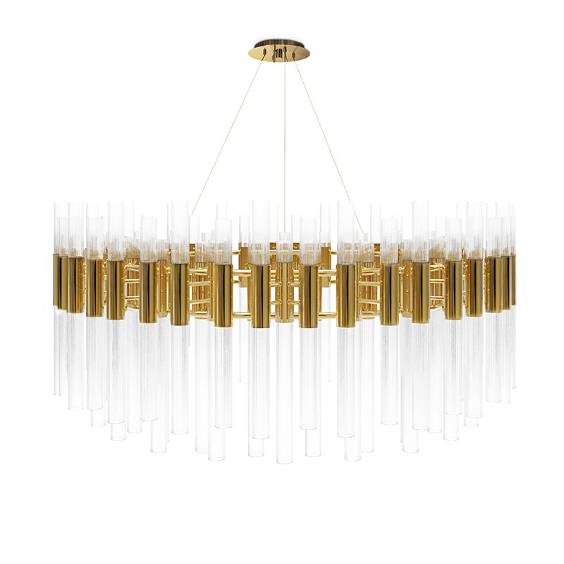 Wholesale China Metal LED Desk Lamp Factory Quotes –  Flush Mounts SPWS-F013by a circular shape made with gold plated brass combined with ribbed fine tubes of glass， It can be used in resta...