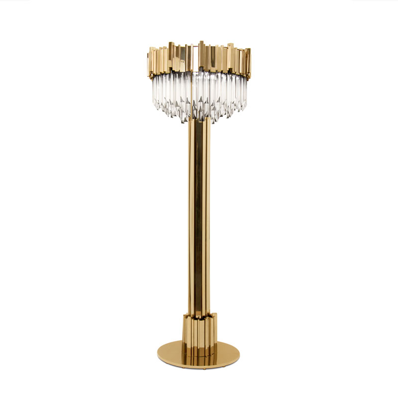 Wholesale China Desk Light Quotes Pricelist –  Floor Lamps SPWS-FL0010 Unique shape rich crystal glass gold-plated brass bracket villa floor lamp – Langsheng