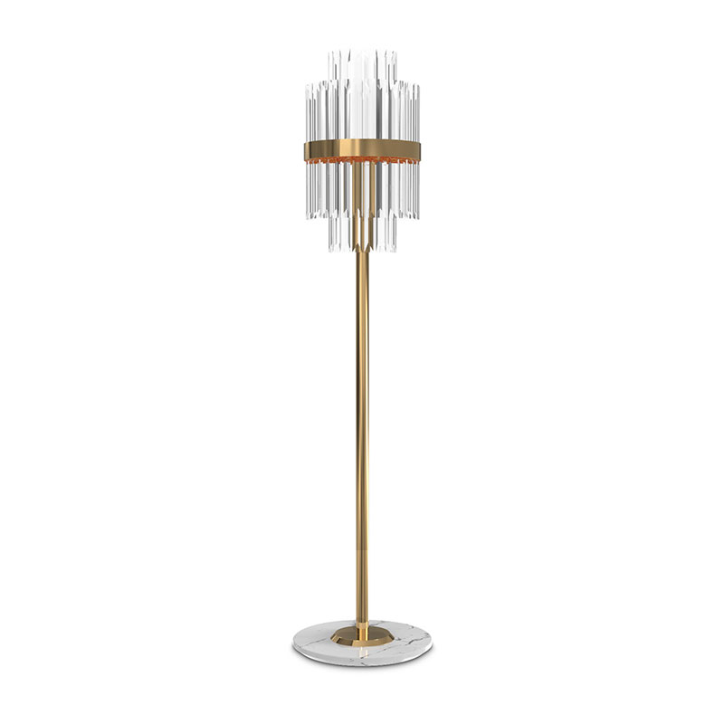 Wholesale China Silk Cocoon Pendant Lighting Quotes Pricelist –  Floor Lamps SPWS-FL0011 The exquisite and rich lines of the statue of liberty, the combination of brass and crystal and marble base, harmonious and elegant light luxury crystal table lamp – Langsheng detail pictures