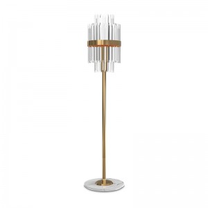 Stehlampen SPWS-FL003 Die Freiheitsstatue hat exquisite und reiche Linien, Messing- und Kristall- und Marmorsockel, harmonische und elegante Glaskristall-Stehlampe