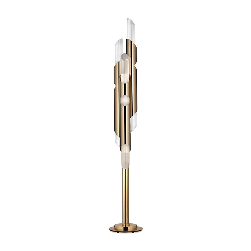Wholesale China Standing Lamp Manufacturers Suppliers –  Floor Lamps SPWS-FL005 The elegant vertical gold-plated brass lamp has delicate lines, and the exquisite crystal tube is heavy, elega...
