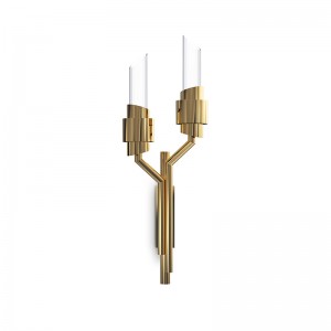 Wall Lamps SPWS-W0020 Brass and ribbed crystal tube elegant and unique classical charming residential villa hotel custom corridor wall lamp