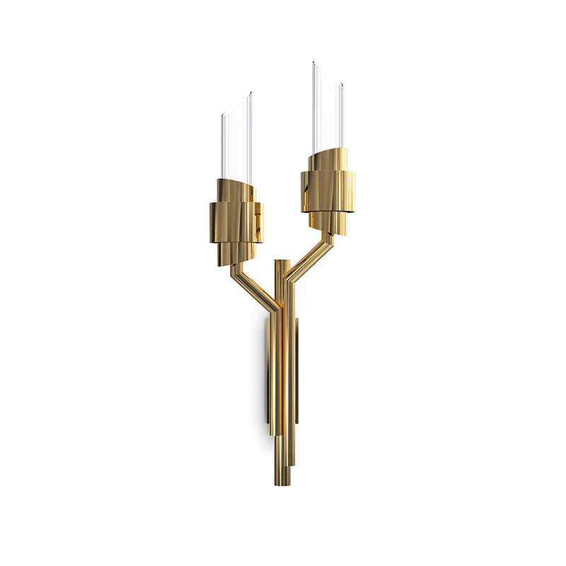 Wholesale China Indoor Floor Lamp Manufacturers Suppliers –  Wall Lamps SPWS-W0020 Brass and ribbed crystal tube elegant and unique classical charming residential villa hotel custom corridor...