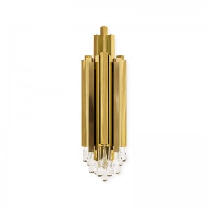 Lámparas de pared SPWS-W0021 Exquisita, elegante y lujosa lámpara de pared de cristal de alta calidad de latón chapado en oro Hotel Villa pasillo lámpara de pared