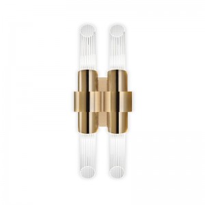 Wall Lamps SPWS-W003  The water surface of Tycho Brahe planetarium reflects a luxurious, exquisite and smooth atmosphere. The gold-plated brass crystal glass tube Hotel Residence has elegant and modern wall lamps