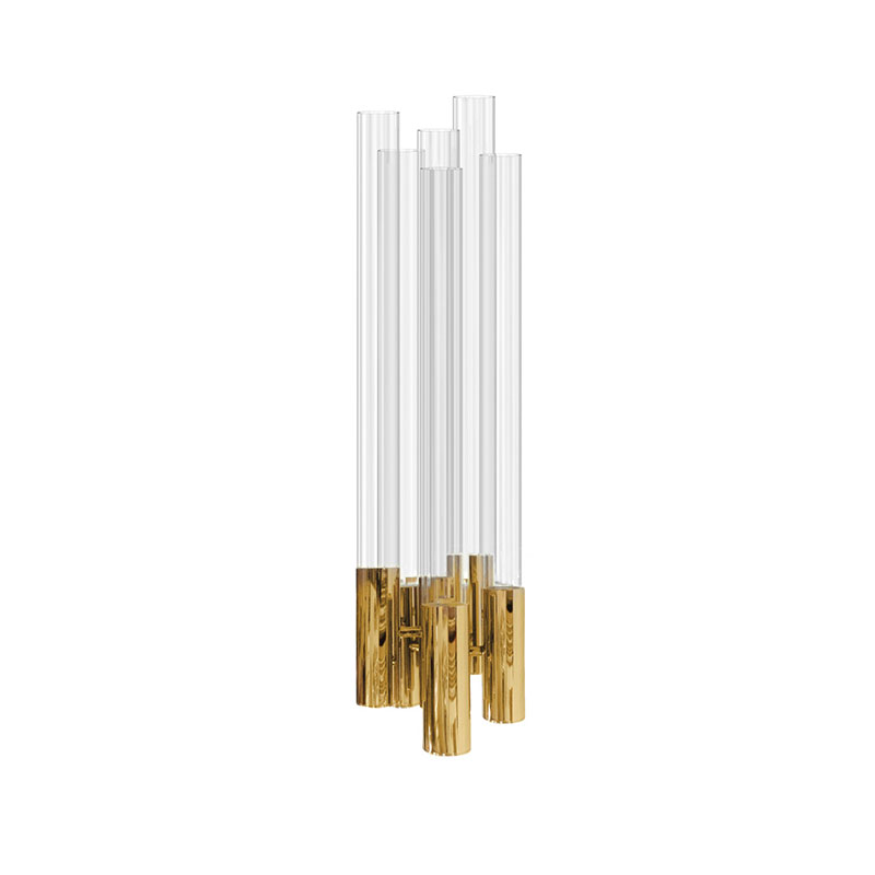 Wholesale China LED Wall Light Manufacturers Suppliers –  Wall Lamps SPWS-W007 Gold Plated Brass elegant and exquisite handmade crystal glass tube magic custom Hotel residential art wall lam...