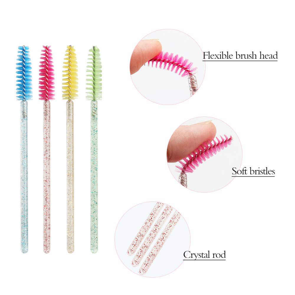 50 pcslot Crystal Handle Eyelash Brushes