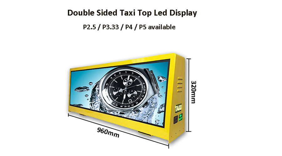 Taxi Top LED Display Dobbeltsidet 960 x 320 mm aluminiumsprofil