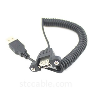 USB 2.0 A Male to Female Extension Stretch Cable With Panel Mount Screw Hole