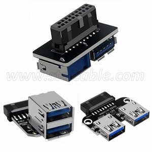19 Pin and 20 Pin to Two USB 3.0 Converter Adapter