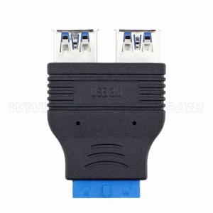2 Ports USB 3.0 Female to motherboard 20pin 19pin Adapter Connector