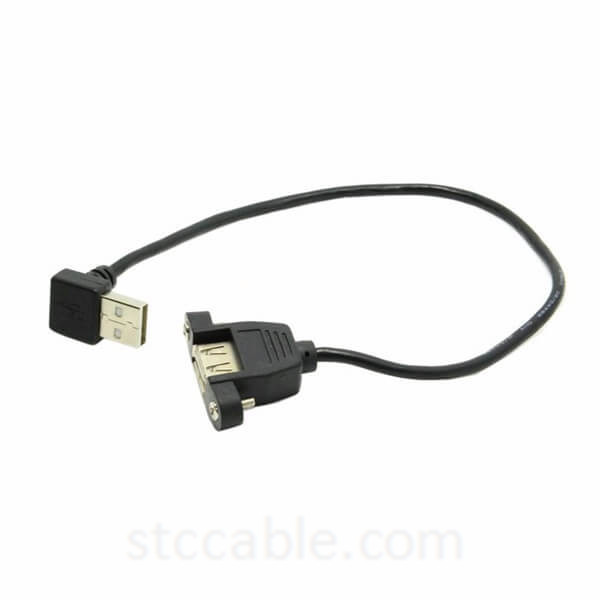 30cm 90 Degree Up Direction Angled USB 2.0 A Male Connector to Female Extension Cable With Panel Mount Hole