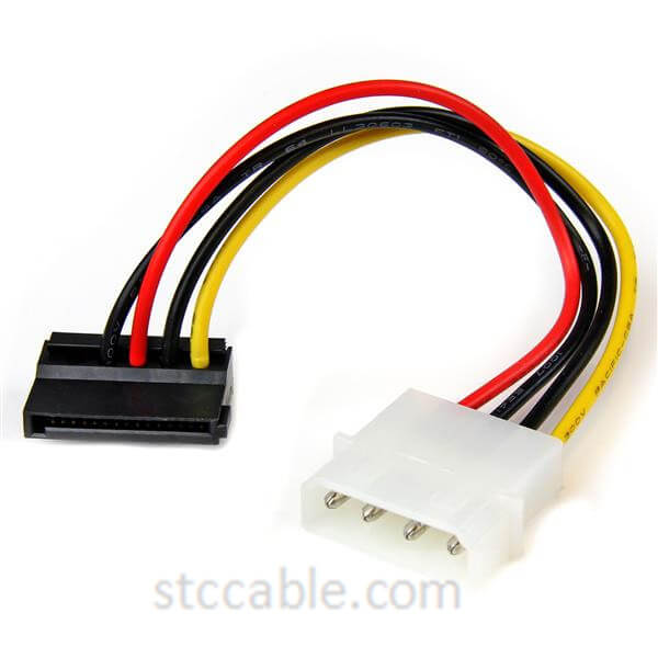 6in 4 Pin Molex to Left Angle SATA Power Cable Adapter