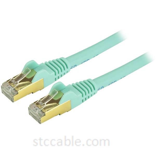 1 ft (0.3m) Snagless Aqua Cat 6a Cables