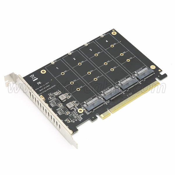 4 Ports M.2 NVMe SSD to PCIE X16 Expansion Card