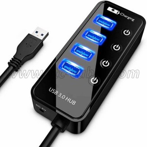 4 Ports Super Speed USB 3 Hub Splitter with On Off Switch