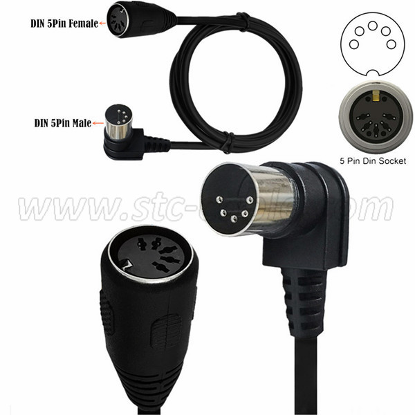 5 Pin 90 Degree Angle DIN MIDI Extension Cable