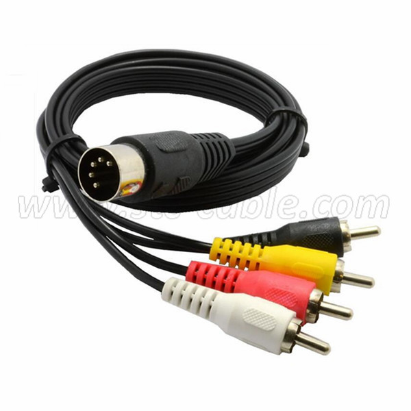 5 pin DIN male to 4 RCA male audio cable
