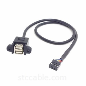 Stackable Dual USB 2.0 A Type Female to Motherboard 9 Pin Header Cable with Screw Panel Holes