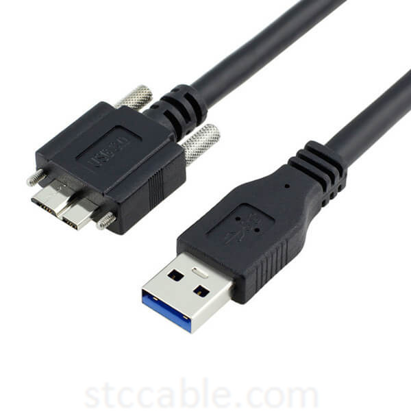 5Gbps Micro B USB 3.0 Micro B Cable Wire With Panel Mount Screw Lock Connector Cord Prevent Come off 1.5m 2m 3m 5m
