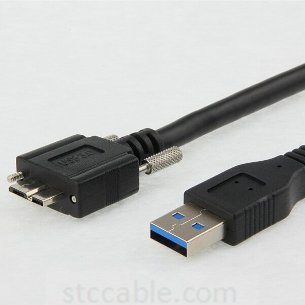 Cable Length: 5M, Color: Black Computer Cables Micro B USB 3.0 Micro B Cable Wire with Panel Mount Screw Lock Connector Cord Prevent Come Off 5 Meters