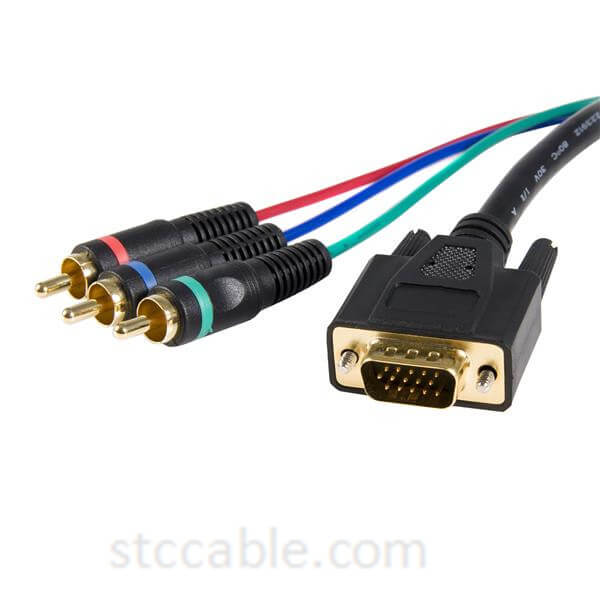 100% Original Cat 6 Color - 3 ft HD15 to Component RCA Breakout Cable Adapter – male to male – STC-CABLE