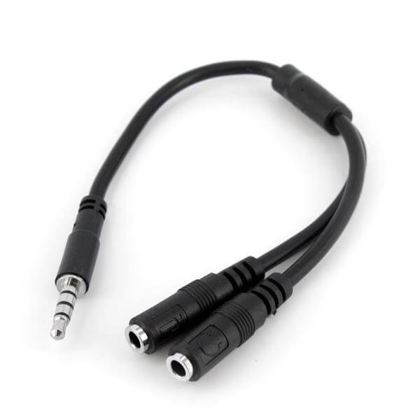 Headset adapter for headsets with separate headphone  microphone plugs –