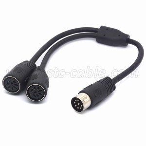 2019 New Style 7 Pin MIDI DIN 1 Male Plug to 2X DIN 5pin Female Socket Y Splitter Adapter Cable 20cm