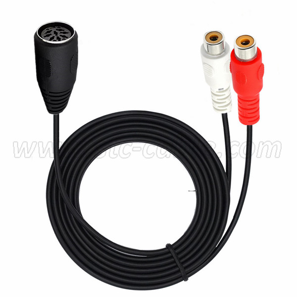 8 Pin DIN Female to 2 RCA Female Audio Converter Cable