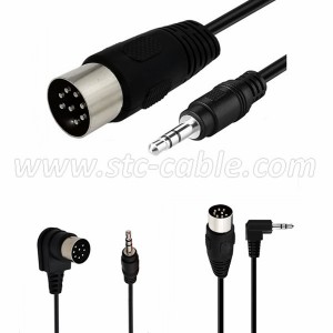 Europe style for MIDI Cable, 1.5m/5FT 5-Pin DIN Plugs Male to 3.5mm 1/8 Inch Trs Male Jack Stereo Plug Converter Cable Audio Cable