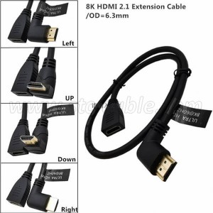 8K 90 გრადუსიანი HDMI 2.1 გაფართოების კაბელი