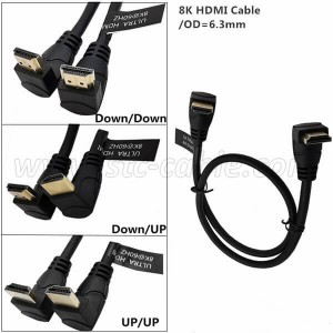 8K Оба конца кабеля HDMI 2.1 под углом вниз или вверх