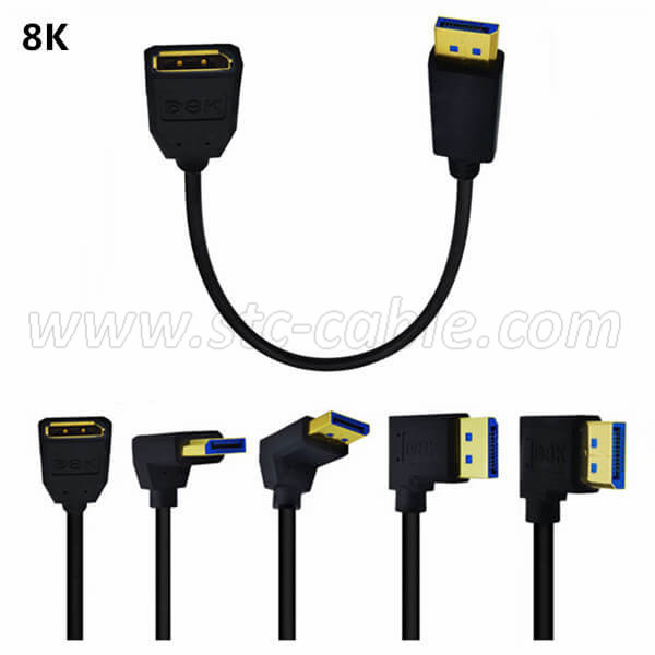 8K 90 Degree Angled DisplayPort Extension Cable