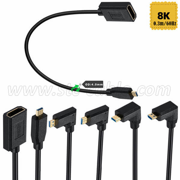 8k Thin micro hdmi to hdmi female extension Cable