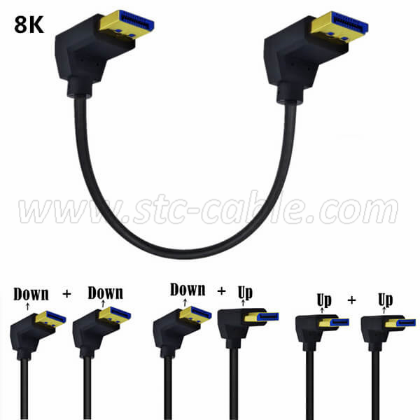8K 90 Degree Down or Up Angle Displayport Cable