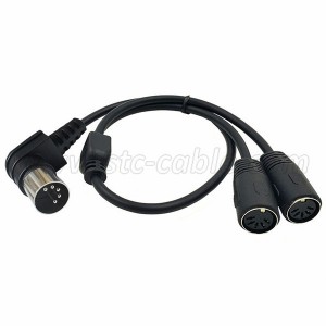 90 Degree DIN 5-Pin Splitter Y Adapter MIDI Cable