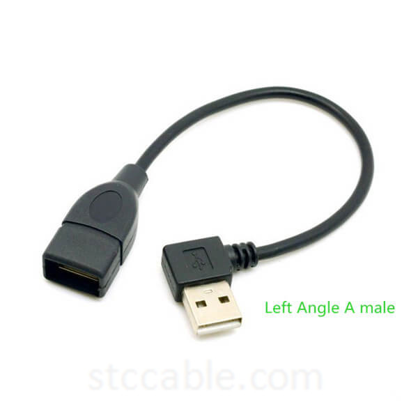 90 Degree Left USB 2.0 A Male to USB Female Extension Cable 10cm