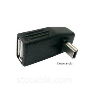 90 Degree Up & Down Angled Mini USB 5pin Type B male to USB Female OTG Adapter