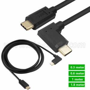 90 Degree left right angle USB C to USB C 3.1 Gen 2 Cable