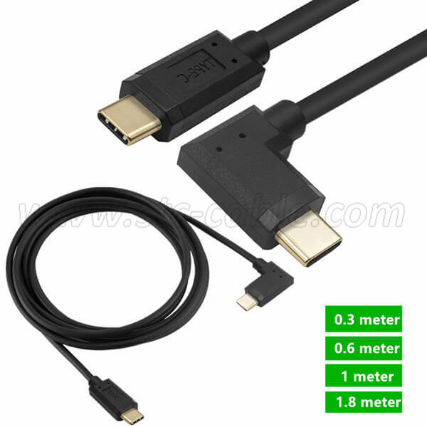 Hot sale China Right Angle 90 Degree Type C Cable Nylon Braided USB a to USB C Charger Cable Fast Charging Cord 1m